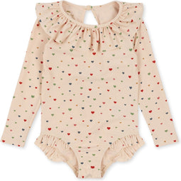 Konges Slöjd Manuca Frill badpak kind - Multiple hearts - Maat 2 jaar
