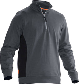 Jobman 5401 Sweatshirt met rits - Maat XL - Grijs/Zwart
