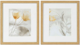 Schilderij DKD Home Decor Drawed Leaf 33 x 3 x 38 cm Traditioneel Blad van een plant (2 Stuks)