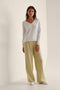 NA-KD Pressed Suit Pants - Dames Broek - Wijde Pasvorm - Ecru - Maat EU 38