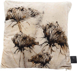 PTMD Nisha Vierkant Kussen - 45x10x45 cm - Katoenen Fluweel - Crème