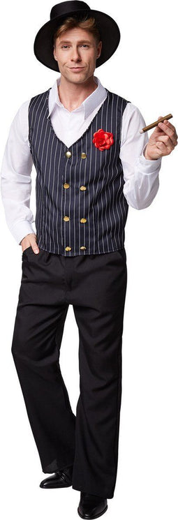 Dressforfun Charleston - Mannenkostuum - Jas hemd broek hoed - Zwart wit
