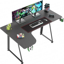 VDD Gaming - Bureau - hoekbureau gaming - L-vormig hoekbureau - game bureau - gaming desk - computertafel - Carbon - 160 x 60 x 75cm
