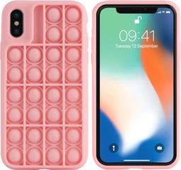 iMoshion Hoesje Geschikt voor iPhone Xs / X Hoesje Siliconen - iMoshion Pop It Fidget Toy - Pop It hoesje - Roze