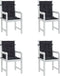 vidaXL - Stoelkussens - 4 - st - lage - rug - ruitpatroon - stof - zwart