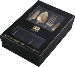 PTMD Delicious Bestek - 27 x 19 x 7 cm - 24 stuks - Ijzer - Goud/zwart