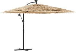 vidaXL - Parasol - met - LED's - en - stalen - paal - 269x269x235 - cm - bruin