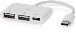 Nedis CCGB64785WT01 - USB 2.0 adapter - 2x USB-A en USB-C 2.0 - Wit