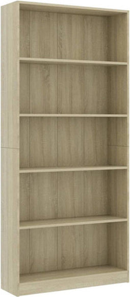 vidaXL - Boekenkast - met - 5 - schappen - 80x24x175 - cm - bewerkt - hout - sonoma - eik