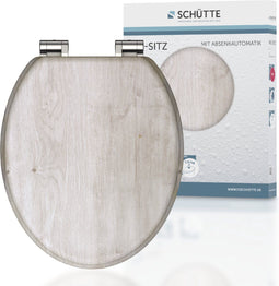 SCHÜTTE WC-Bril 80192 LIGHT WOOD - MDF-Hout - Soft Close - Verchroomde Scharnieren - Belastbaar tot 175 kg - Decor - 3-zijdige Print