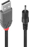 Lindy 70265 - USB 2.0 - USB-A naar DC 2,5 mm 1,50 m - Zwart