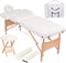 vidaXL - Massagetafel- - en - krukset - inklapbaar - 2 - zones - 10 - cm - dik - wit