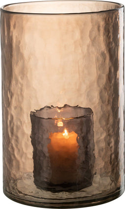 J-Line windlicht Dubbel - glas - oker - large