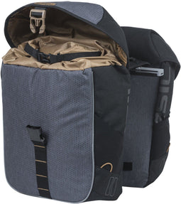 Basil Miles dubbele fietstas MIK, 34L, black slate - polyester - waterdicht - reflectiedetails -