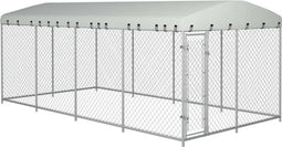 vidaXL - Hondenkennel - voor - buiten - met - dak - 7,6x3,8x2,3 - m