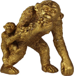 Housevitamin Strong Monkey - Decoratief beeldje moederaap met jong - Goud