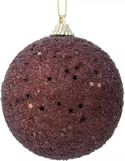 Kerstbal Foam Glitter Ster Pailletten - Mahonie