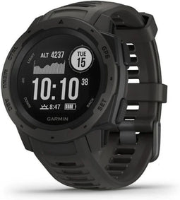 Garmin Instinct 45 mm zwart met een zwarte siliconen polsband