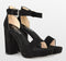 POSH by Poelman LAAR - Dames Sandalen met hak - Imitatiesuède - Zwart - Maat 38