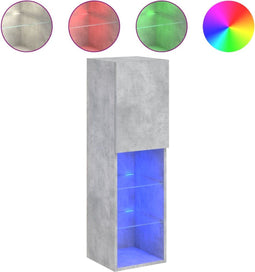 vidaXL - Tv-meubel - met - LED-verlichting - 30,5x30x102 - cm - betongrijs