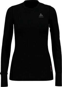 ODLO BL TOP Crew neck l/s MERINO 200 Thermoshirt - 100% Merinowol - Zwart - Maat L
