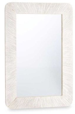 Wandspiegel 38 Wit Bruin Strepen 90 x 60 x 2 cm Rechthoekig