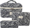 Skycases Travel Essentials - 3-delige Make-up Tas Set - Eco-vriendelijk Katoen - Gewatteerde Gebloemde Organizers - Kleur: Black Flowers