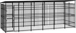 vidaXL - Hondenkennel - met - dak - 3,69 - m² - staal