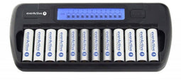 Everactive NC-1200 - Universele LCD Batterijlader - 12 kanalen - Zwart