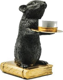 Housevitamin Muis Waxinelichthouder - Decoratieve Kaarsenhouder - 8x10x17 cm - Zwart