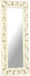 vidaXL - Spiegel - handgesneden - 110x50 - cm - massief - mangohout - wit