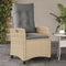 vidaXL - Tuinstoel - verstelbaar - met - kussens - poly - rattan - gemengd - beige