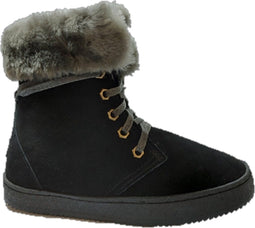 Warmbat Laarzen - Veterboots - Waterafstotend Suède - Zwart-Grijs - Maat 41