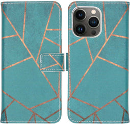 iMoshion Hoesje Geschikt voor iPhone 13 Pro Hoesje Met Pasjeshouder - iMoshion Design Softcase Bookcase - Blauw / Blue Graphic