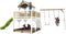 AXI Atka Speeltoestel in Bruin/wit - Speeltoren met Dubbele Schommel, Limoen Groene Glijbaan en Zandbak - FSC hout - Speelhuis op palen voor de tuin