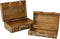 J-Line set van 2 Koffers Afgerond - hout - beige