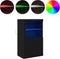 vidaXL - Dressoir - met - LED-verlichting - Zwart - Eiken - 60,5x37x100 - cm