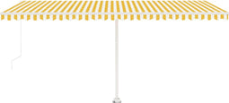 vidaXL - Luifel - vrijstaand - handmatig - uittrekbaar - 500x350 - cm - geel - en - wit