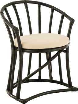 J-Line stoel + kussen - jute/textiel - zwart/wit