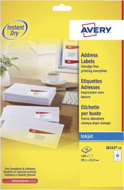 Etiket avery j8162-10 99.1x33.9mm wit 160stuks