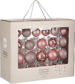 House of Seasons - Kerstballen Set - 42 Stuks - Ø7 cm - Glas - Roze (42 stuks)