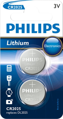 Philips CR2025 - Knoopcelbatterijen - 150 mAh 3V - (2 stuks)