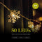 Giftmas LED Lichtgordijn Sneeuwvlokken - Kerstverlichting - 50 LED's - 6m - USB - IP44