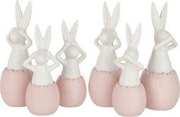 J-Line figuur Konijn - keramiek - roze - large - 3 stuks