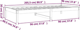 vidaXL - Slaapbank - 90x200 - cm - massief - grenenhout - grijs