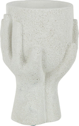 J-Line bloempot Handen - cement - wit - small - Ø 11 cm