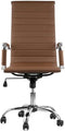 Feel Furniture Luxe Bureaustoel - Hoge Rugleuning - Cognac Zilver