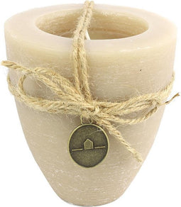 Kaars beker rond Tonnie L beige