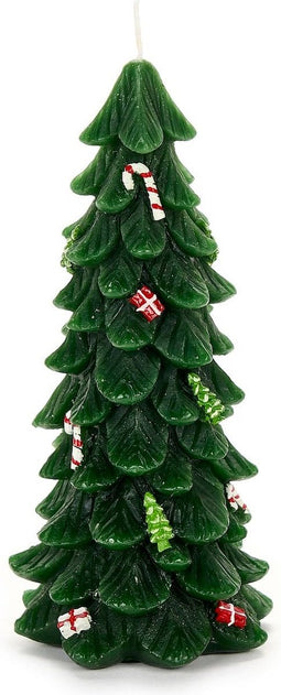 Kaars kerstboom groen met candy- 20 cm hoog - Nuvole di Stoffa