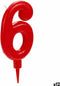 Kaars Rood Verjaardag Cijfer 6 (12 Stuks)